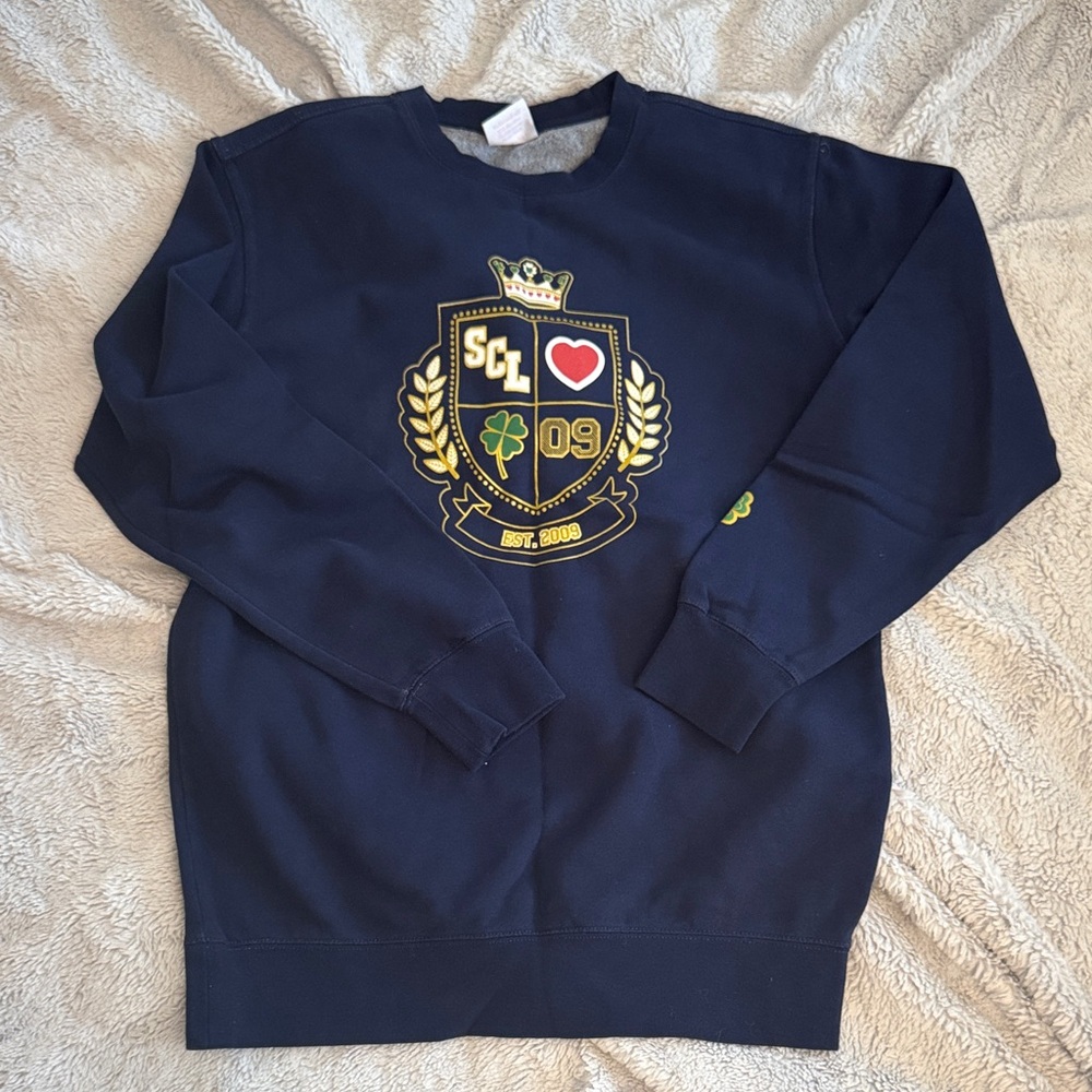 Stoney Clover Lane Navy Crewneck Sweater with Crest